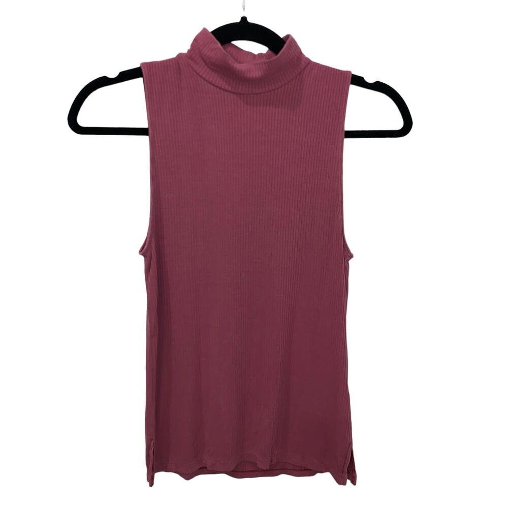 American Eagle Ribbed Mock Neck Sleeveless Top Size XS